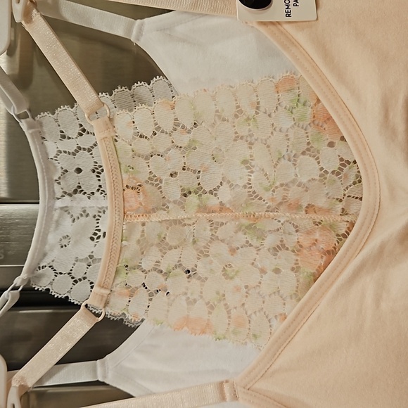 💕LAURA ASHLEY💕 Lace Back Bralettes (2 Pack) ~ Pink & White Small NWT - Picture 3 of 13